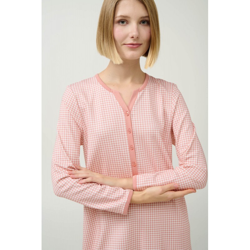 Γυναικείο Βαμβακερό Νυχτικό με Πατιλέτα PINK TAN (23312-PINK TAN)