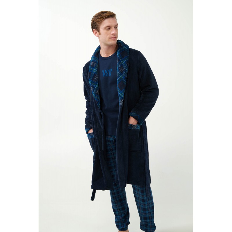 Μακριά Σταυρωτή Fleece Ρόμπα με Πέτο BLUE (21629-BLUE) Μακριά Σταυρωτή Fleece Ρόμπα με Πέτο BLUE (21629-BLUE)