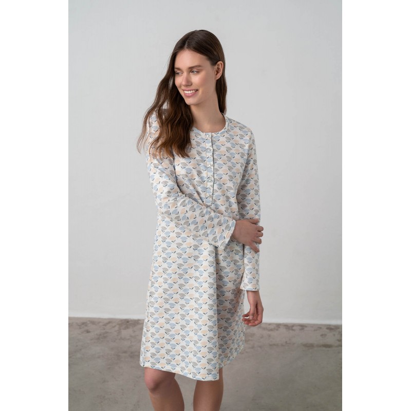 Εμπριμέ Νυχτικό με Πατιλέτα GRAY SILVER (17146-GRAY SILVER)