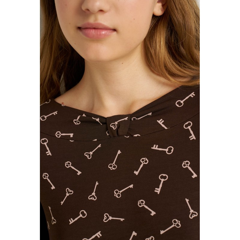 Micromodal Νυχτικό με Μακριά Μανίκια BROWN MUSE (25051-BROWN MUSE)