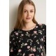 Micromodal Φλοράλ Νυχτικό με Πατιλέτα BLACK (25001-BLACK)