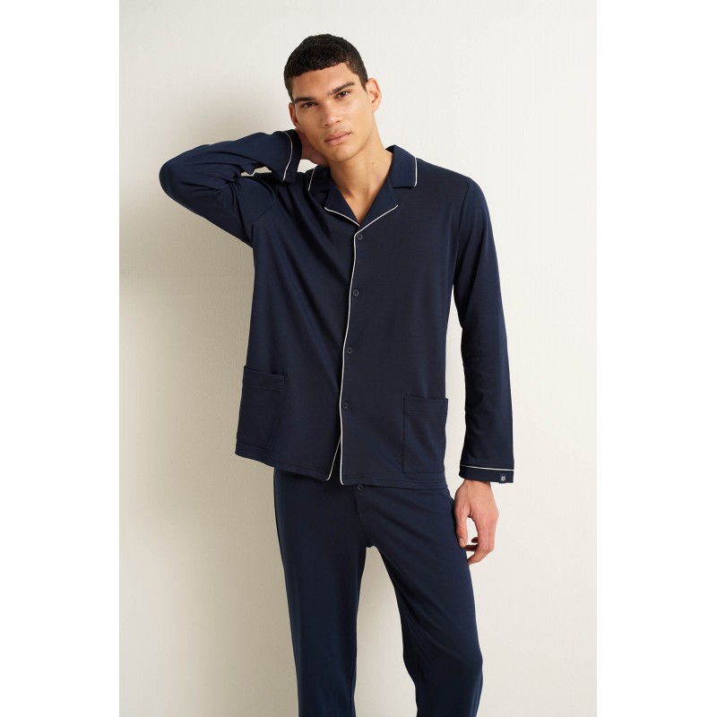 Ανδρική Βαμβακερή Πυτζάμα με Κουμπιά BLUE (25655-BLUE) Ανδρική Βαμβακερή Πυτζάμα με Κουμπιά BLUE (25655-BLUE)