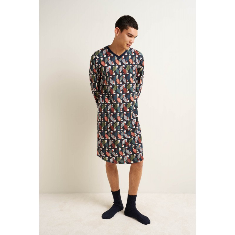 Ανδρικό Βαμβακερό Νυχτικό με V BLUE (25634-BLUE) Ανδρικό Βαμβακερό Νυχτικό με V BLUE (25634-BLUE)
