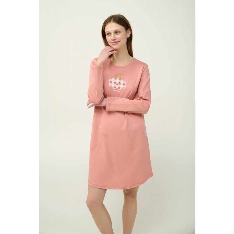 Βαμβακερό Νυχτικό με Τσέπες PINK TAN (23311-PINK TAN) Βαμβακερό Νυχτικό με Τσέπες PINK TAN (23311-PINK TAN)