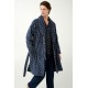 Μακριά Σταυρωτή Fleece Ρόμπα με Γεωμετρικό Μοτίβο Ρόμβων BLUE (21698-BLUE)