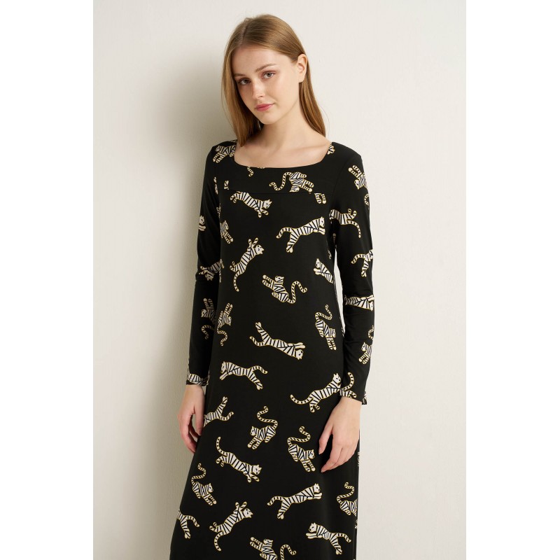 Νυχτικό Micromodal με Φαρδιά Λαιμόκοψη BLACK (25087-BLACK)