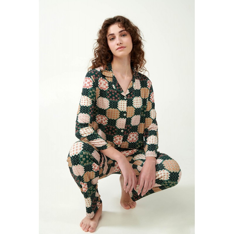 Κουμπωτή Πυτζάμα με Patchwork Μοτίβο GREEN TIMBER (21081-GREEN TIMBER) Κουμπωτή Πυτζάμα με Patchwork Μοτίβο GREEN TIMBER (21081-GREEN TIMBER)