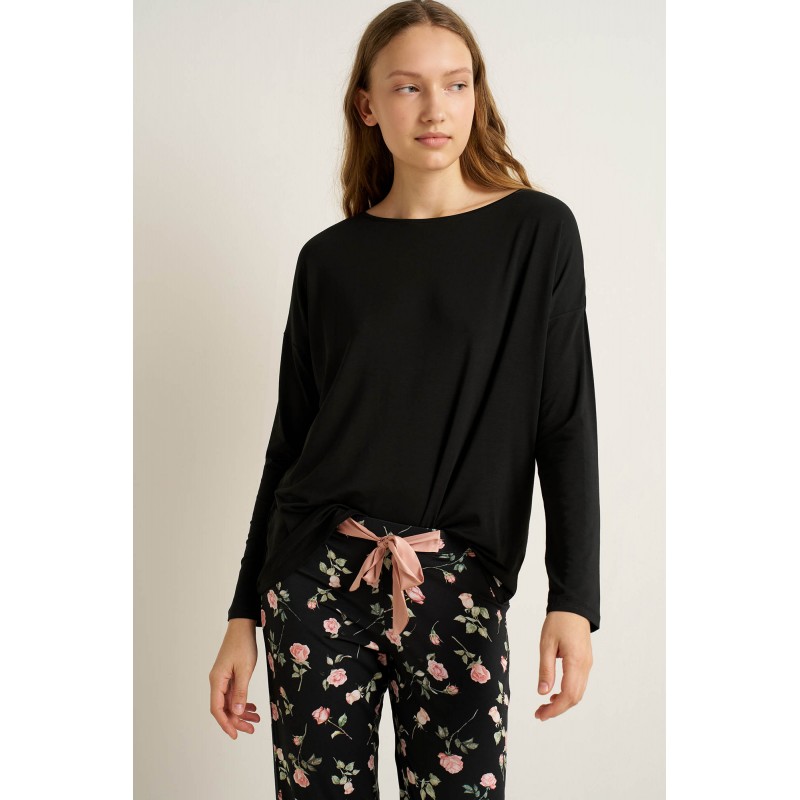 Γυναικεία Micromodal Πυτζάμα με Μανσέτες BLACK (25003-BLACK) Γυναικεία Micromodal Πυτζάμα με Μανσέτες BLACK (25003-BLACK)