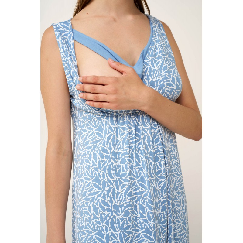 Micromodal Νυχτικό Εγκυμοσύνης και Θηλασμού BLUE RAIN (24094-BLUE RAIN)