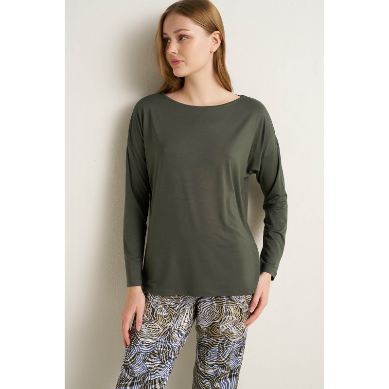 Γυναικεία Πυτζάμα Micromodal με Μανσέτες GREEN EMBER (25136-GREEN EMBER) Γυναικεία Πυτζάμα Micromodal με Μανσέτες GREEN EMBER (25136-GREEN EMBER)