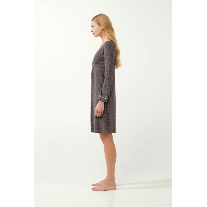 Micromodal Πουά Νυχτικό Εγκυμοσύνης και Θηλασμού GRAY MAUVE (21055-GRAY MAUVE)