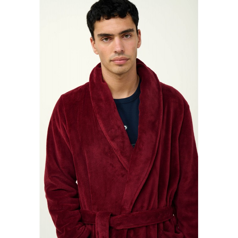 Μονόχρωμη Ανδρική Σταυρωτή Ρόμπα RED PORTO (23693-RED PORTO)