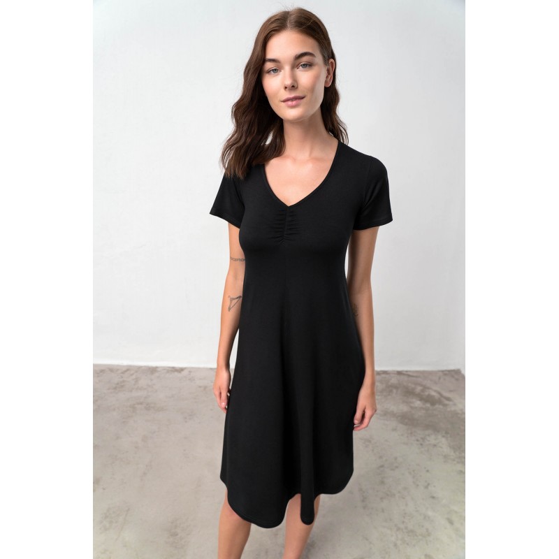 Φόρεμα με Κοντό Μανίκι BLACK (18483-BLACK)