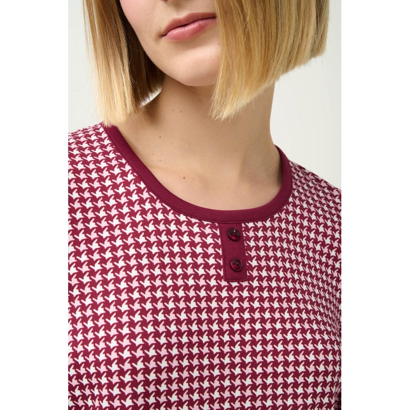 Βαμβακερό Νυχτικό Pied de Poule RED BEET (23223-RED BEET)