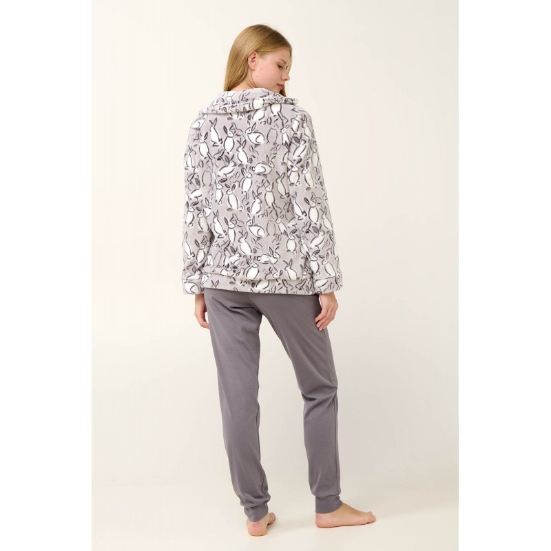 Κοντή Fleece Ρόμπα με Φερμουάρ LIGHT GRAY (21457-LIGHT GRAY)