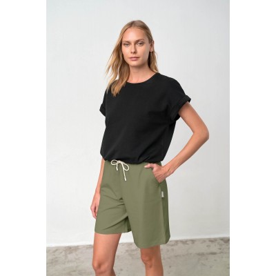 Μονόχρωμο Κοντό Παντελόνι KHAKI (18346-KHAKI)
