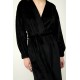 Μονόχρωμη Γυναικεία Velvet Ρόμπα BLACK (23086-BLACK)