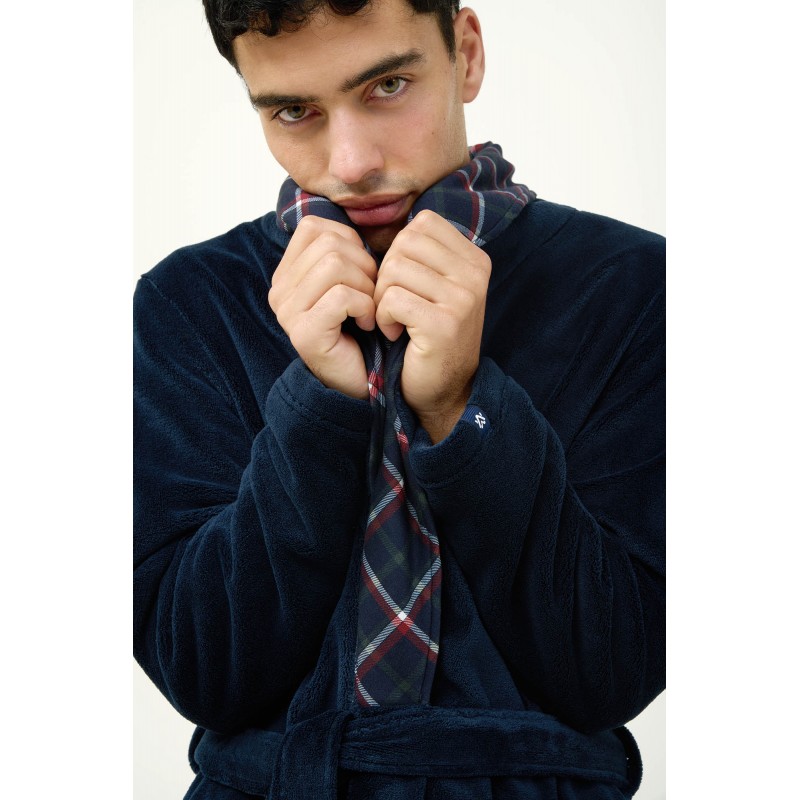 Ανδρική Σταυρωτή Fleece Ρόμπα BLUE (23691-BLUE)