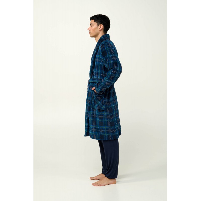 Μακριά Ανδρική Καρό Ρόμπα BLUE (23791-BLUE) Μακριά Ανδρική Καρό Ρόμπα BLUE (23791-BLUE)