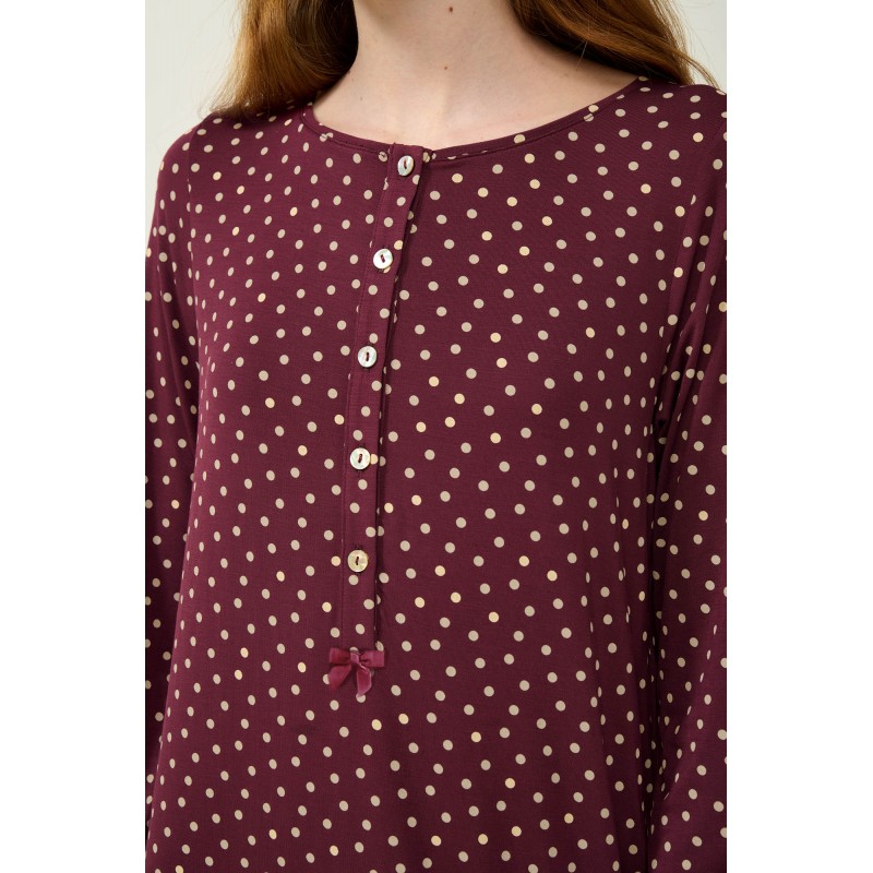 Micromodal Πουά Νυχτικό με Πατιλέτα RED WINDSOR (23029-RED WINDSOR)