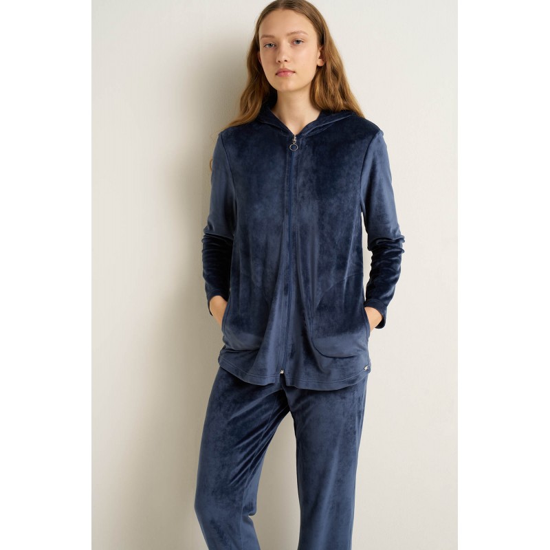 Γυναικεία Velvet Φόρμα με Κουκούα BLUE INDIGO (25115-BLUE INDIGO) Γυναικεία Velvet Φόρμα με Κουκούα BLUE INDIGO (25115-BLUE INDIGO)