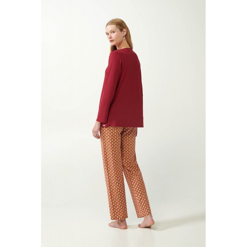 Micromodal Φλοράλ Πυτζάμα με Πιέτα RED CHILLI PEPPER (21035-RED CHILLI PEPPER)