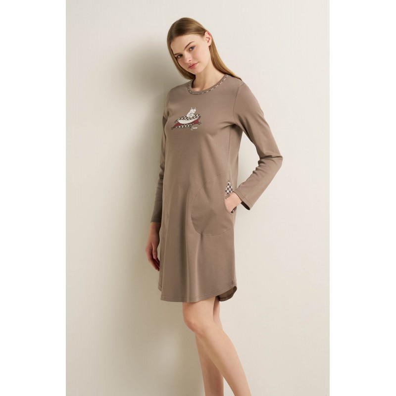 Βαμβακερό Νυχτικό με Τσέπες SMOKY PALE (25211-SMOKY PALE) Βαμβακερό Νυχτικό με Τσέπες SMOKY PALE (25211-SMOKY PALE)