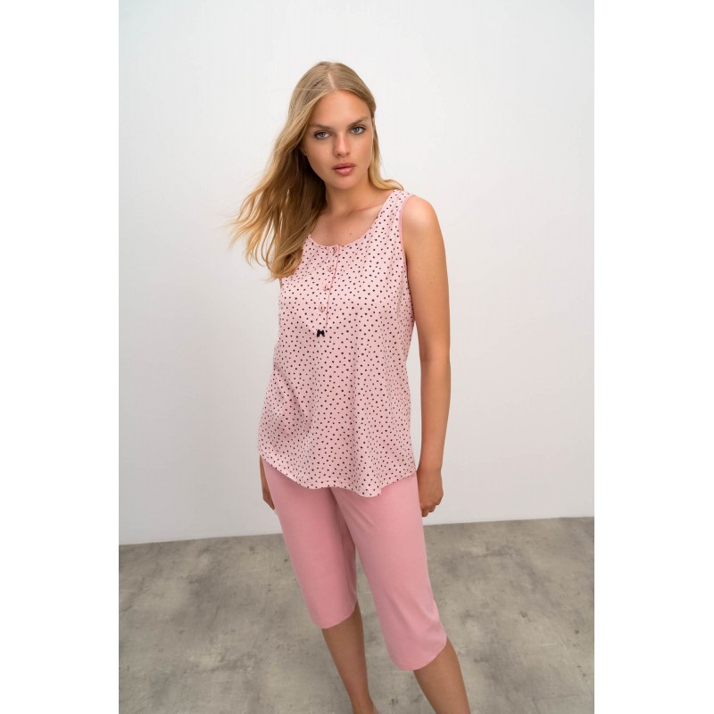 Εμπριμέ Πυτζάμα με Κουμπιά PINK GRAY (16292-PINK GRAY)