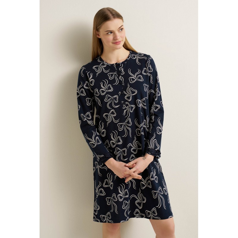 Βαμβακερό Νυχτικό με Πατιλέτα BLUE (25276-BLUE) Βαμβακερό Νυχτικό με Πατιλέτα BLUE (25276-BLUE)
