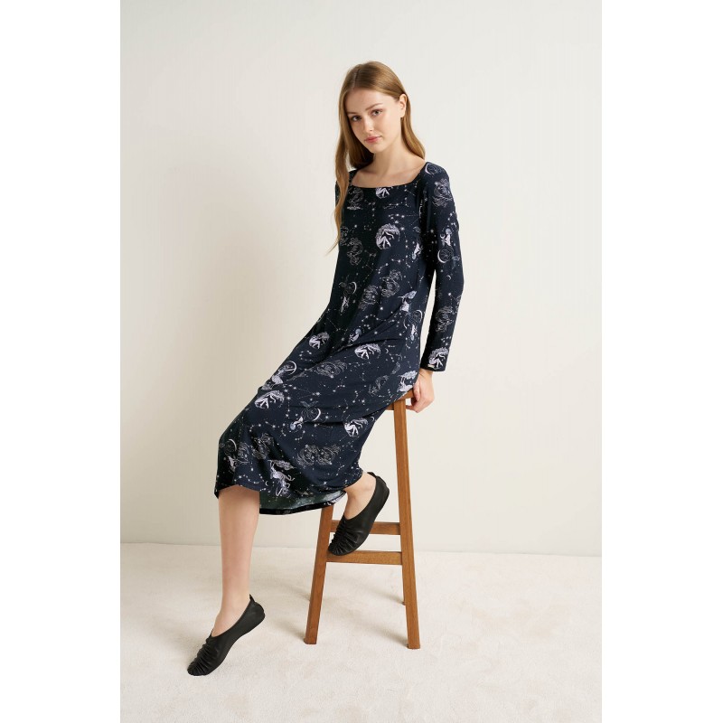 Μακρύ Micromodal Νυχτικό BLUE (25112-BLUE)