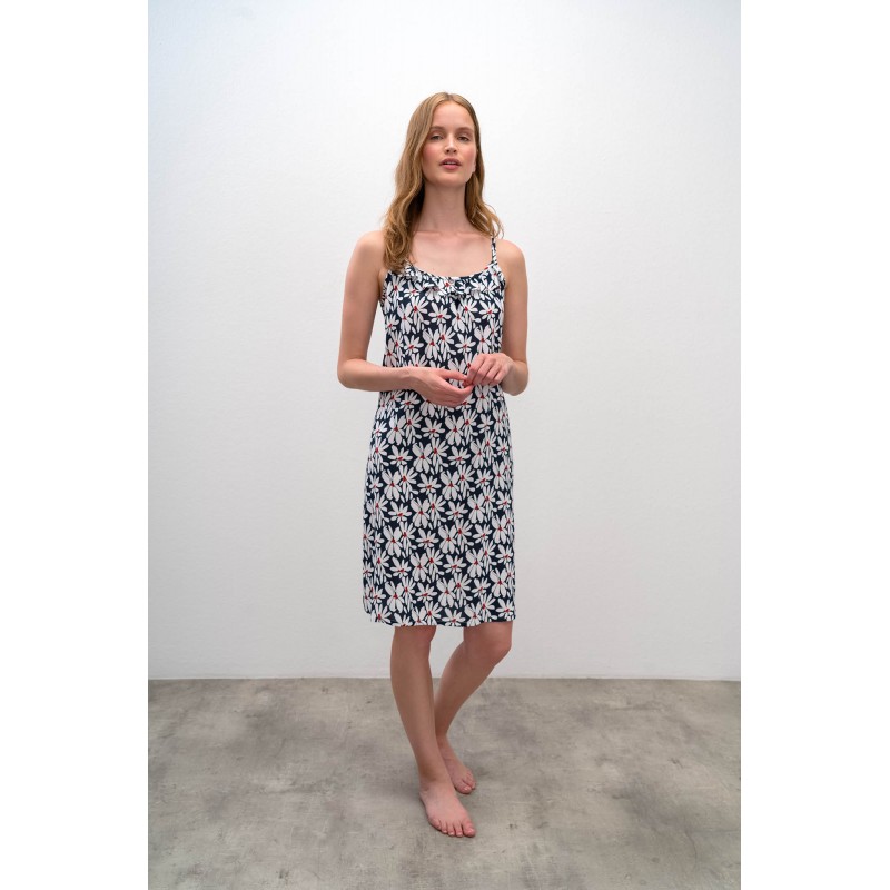 Φλοράλ Νυχτικό με Τιράντες BLUE CAPTAIN (16137-BLUE CAPTAIN)