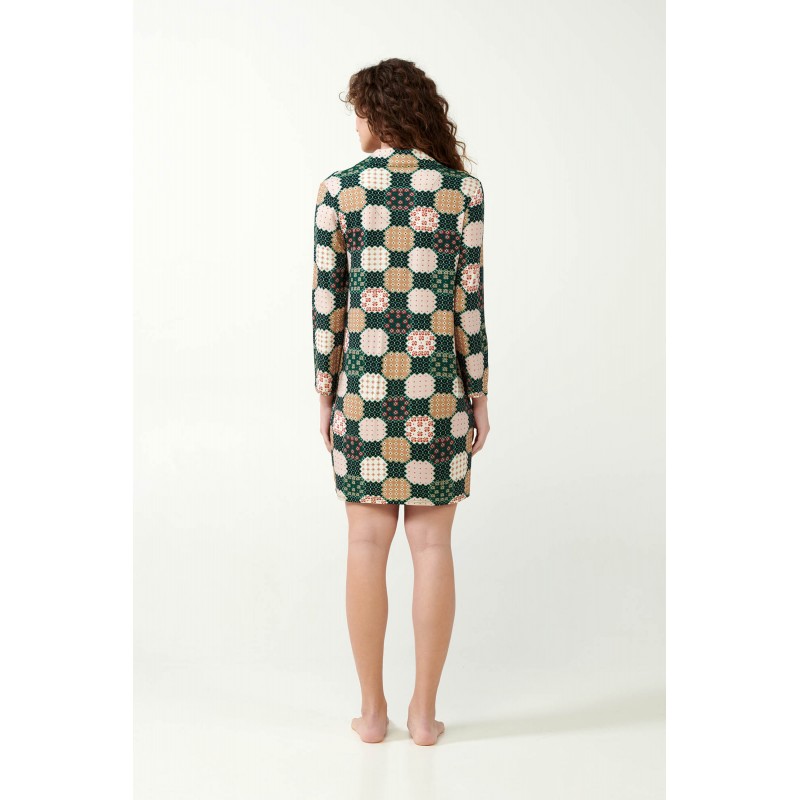 Κουμπωτό Νυχτικό με Patchwork Μοτίβο GREEN TIMBER (21082-GREEN TIMBER)