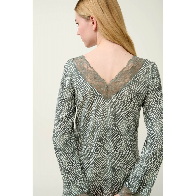 Micromodal Νυχτικό με Δαντέλα GREEN SAGE (23805-GREEN SAGE)