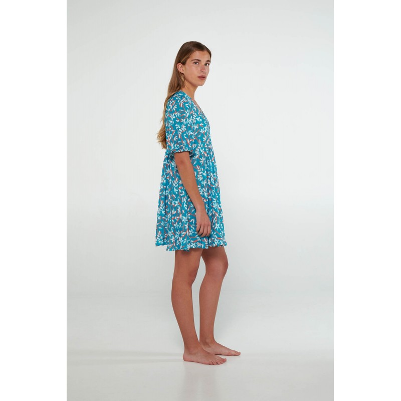 Φόρεμα με Κοντό Μανίκι BLUE CURACAO (20172-BLUE CURACAO)