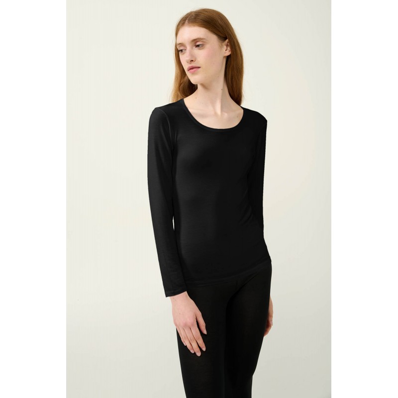 Γυναικείο Micromodal Φανελάκι με Μακρύ Μανίκι BLACK (23816-BLACK)