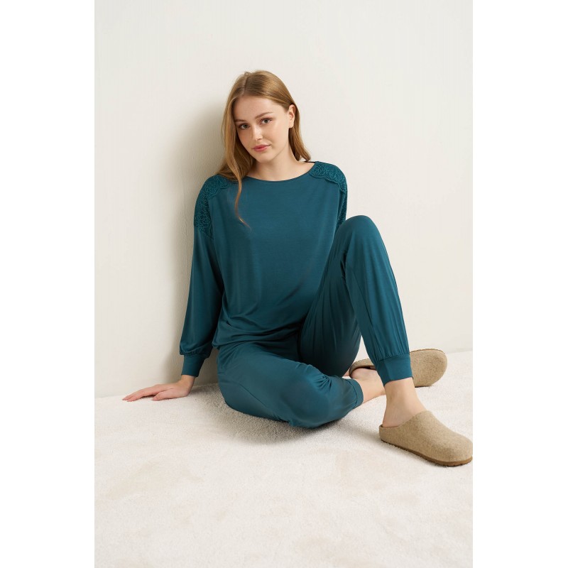 Γυναικεία Micromodal Πυτζάμα με Μανσέτες GREEN ATLANTIC (25150-GREEN ATLANTIC) Γυναικεία Micromodal Πυτζάμα με Μανσέτες GREEN ATLANTIC (25150-GREEN ATLANTIC)