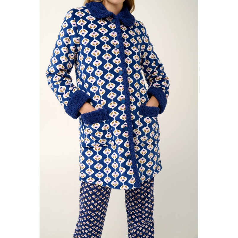 Γυναικεία Ρόμπα Fleece με Κουμπιά BLUE PRINT (21415-BLUE PRINT)