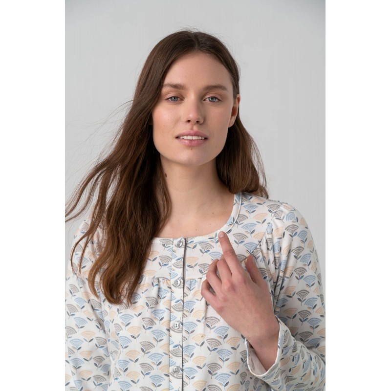 Εμπριμέ Νυχτικό με Πατιλέτα GRAY SILVER (17145-GRAY SILVER)