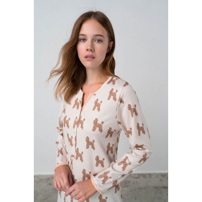 Εμπριμέ Νυχτικό με Πατιλέτα BEIGE STREAM (17478-BEIGE STREAM)