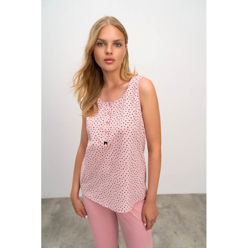 Εμπριμέ Πυτζάμα με Κουμπιά PINK GRAY (16292-PINK GRAY)