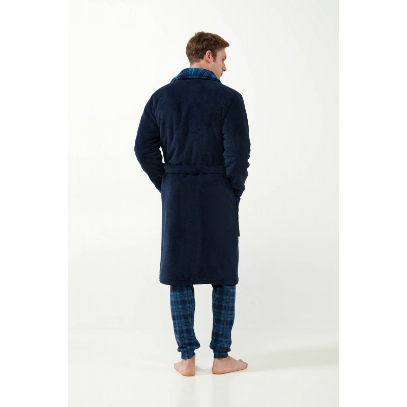 Μακριά Σταυρωτή Fleece Ρόμπα με Πέτο BLUE (21629-BLUE) Μακριά Σταυρωτή Fleece Ρόμπα με Πέτο BLUE (21629-BLUE)