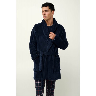 Μονόχρωμη Ανδρική Σταυρωτή Ρόμπα BLUE (23693-BLUE)