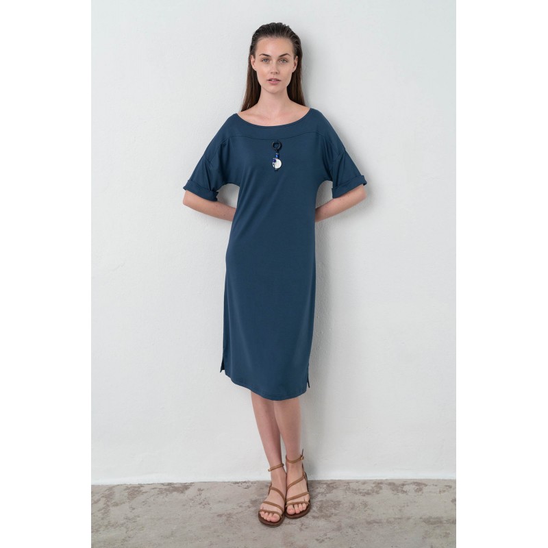 Φόρεμα με Κοντό Μανίκι BLUE MARINE (16924-BLUE MARINE)