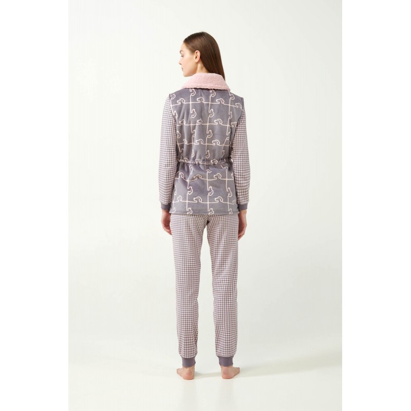 Fleece Γιλέκο με Σκύλο-Παζλ Μοτίβο GRAY THUNDER (21480-GRAY THUNDER)