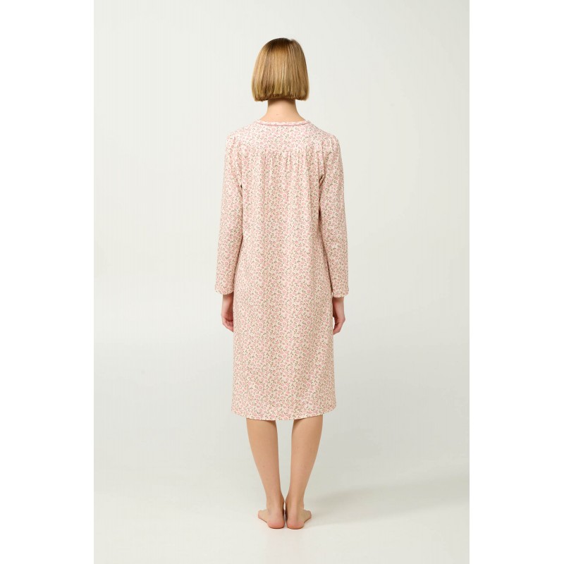 Βαμβακερό Φλοράλ Νυχτικό με Πατιλέτα PINK TAN (23336-PINK TAN)