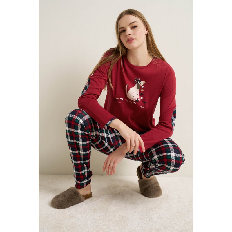 Γυναικεία Βαμβακερή Matching Πυτζάμα RED KARANDA (25615-RED KARANDA) Γυναικεία Βαμβακερή Matching Πυτζάμα RED KARANDA (25615-RED KARANDA)