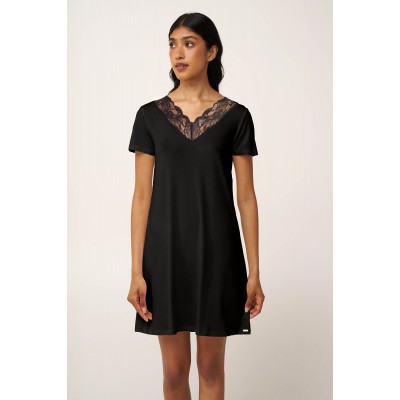 Micromodal Νυχτικό με Δαντέλα BLACK (24165-BLACK)