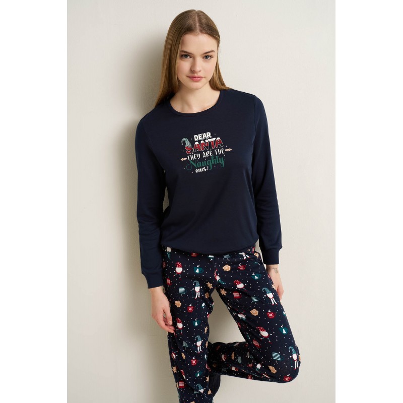 Γυναικεία Βαμβακερή Matching Πυτζάμα με Μανσέτες BLUE (25602-BLUE) Γυναικεία Βαμβακερή Matching Πυτζάμα με Μανσέτες BLUE (25602-BLUE)