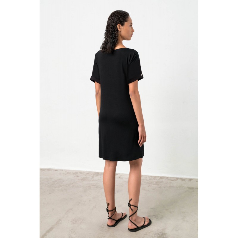 Φόρεμα με Κοντό Μανίκι BLACK (18420-BLACK)