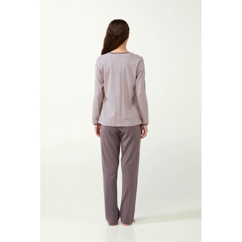 Interlock Πυτζάμα Εγκυμοσύνης με Houndstooth Μοτίβο PINK PEACH (21491-PINK PEACH)